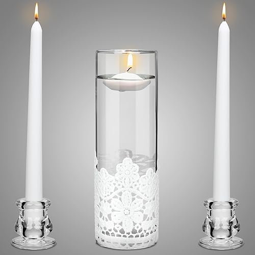 Irenare Unity - Velas con portavelas para ceremonia de boda, accesorios de boda para ceremonia de recepción, portavelas de cristal decorativo, vela