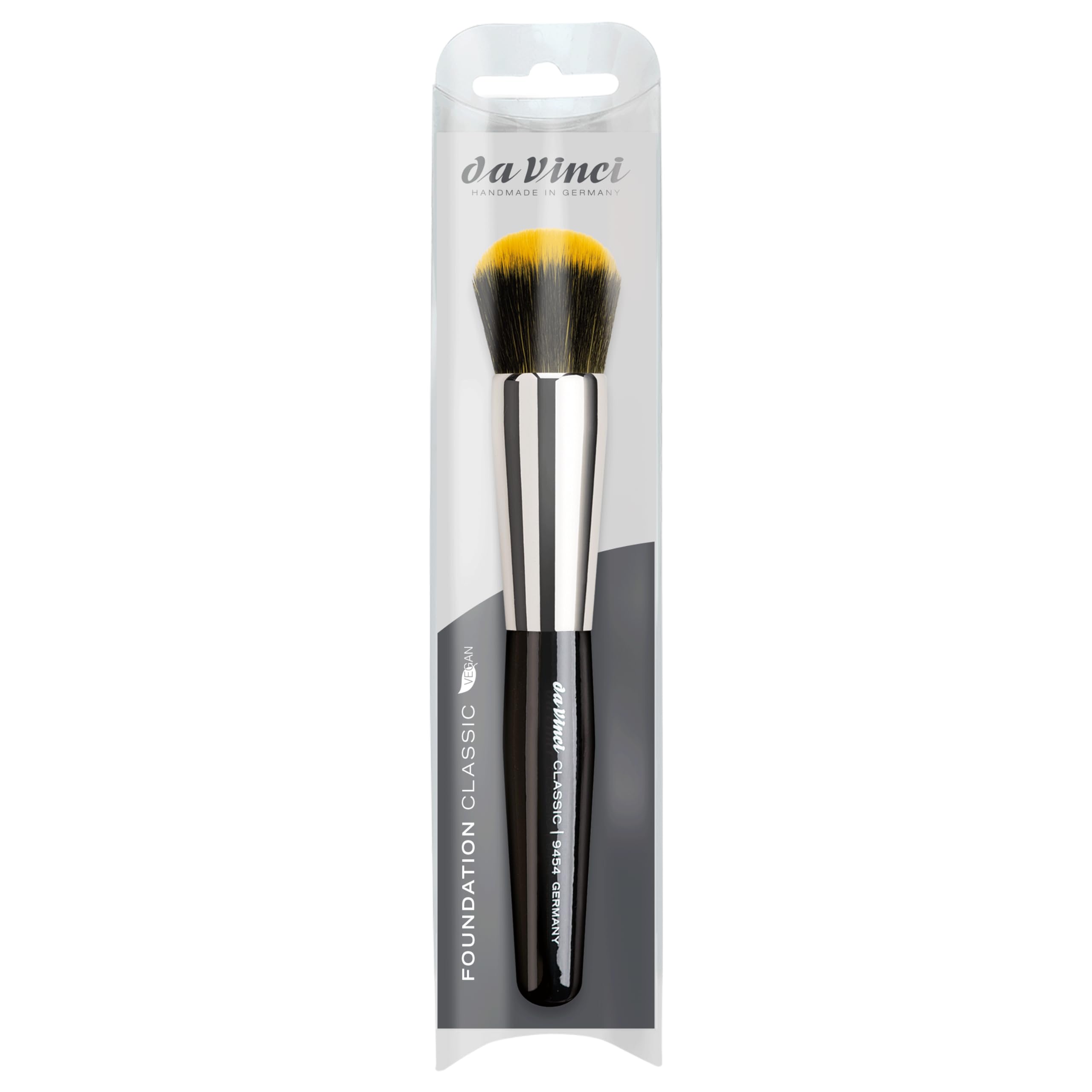 da Vinci pinceau fond de teint et poudre CLASSIC 2 en 1, vegan, fibres synthétiques, fond de teint et poudre, fini impeccable, manche en bois, fabriqué à la main, taille 0