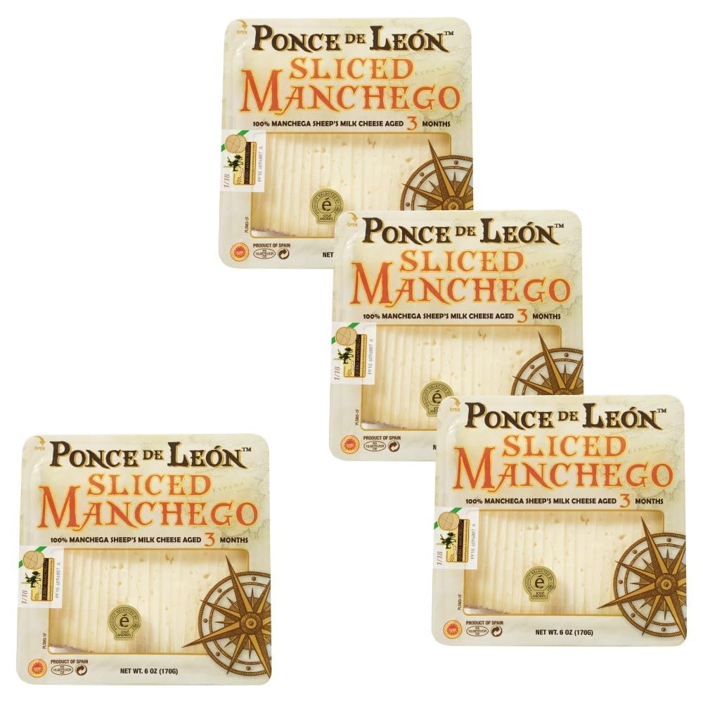 Ponce de Leon Sliced Manchego, 4 Pack, 6 oz, Selected by José Andrés
