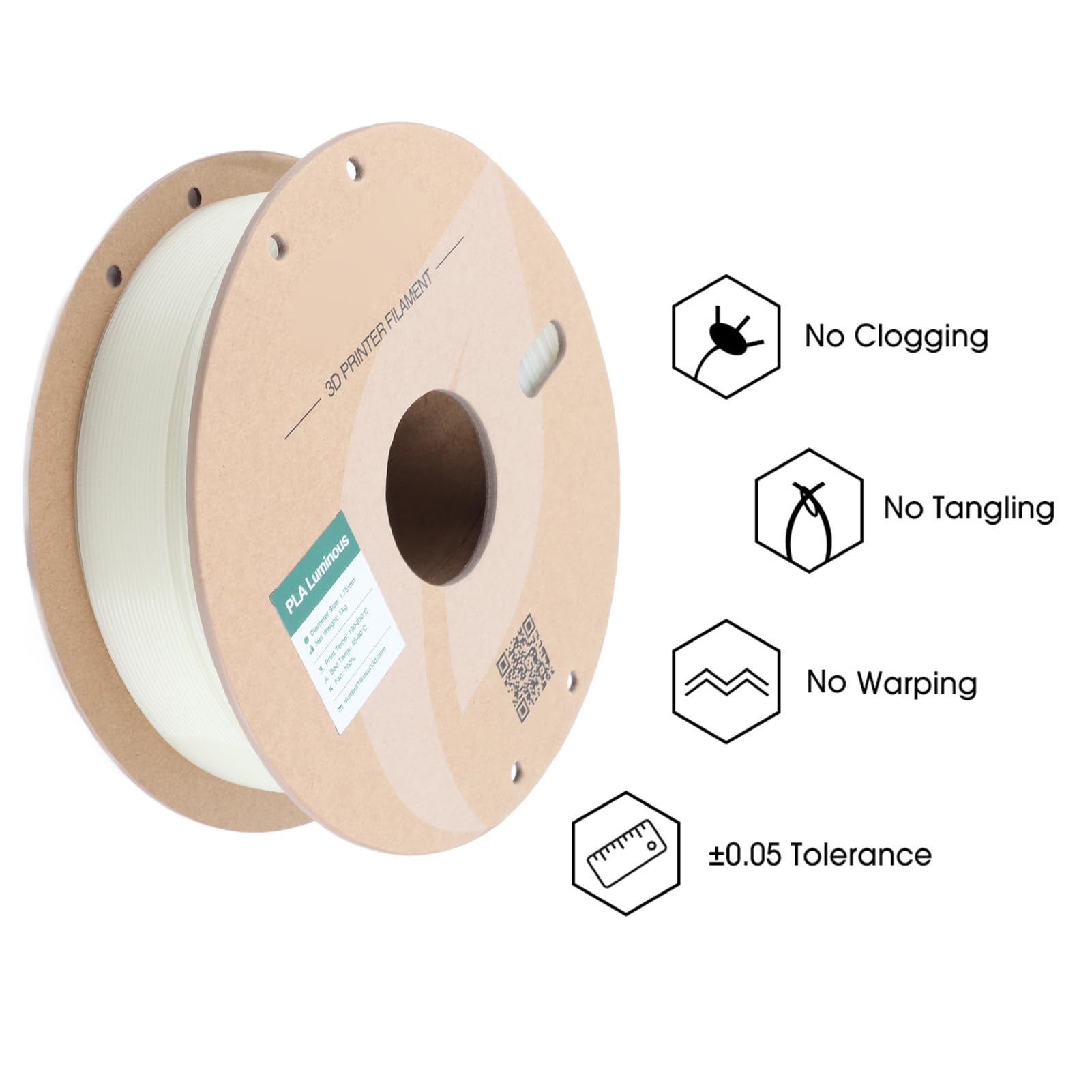 Filamento PLA Bright para Impresora 3D con Función que Brilla en la Oscuridad para Impresiones Exitosas de Alta Velocidad, Compatible con Artillery Anyc - Carrete de 1 Kg Entusiastas del