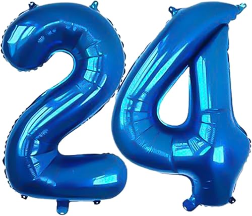 Globos digitales del número 24 de 32 pulgadas, globos del alfabeto, globos de cumpleaños de 24, globos de helio, globos grandes para suministros de