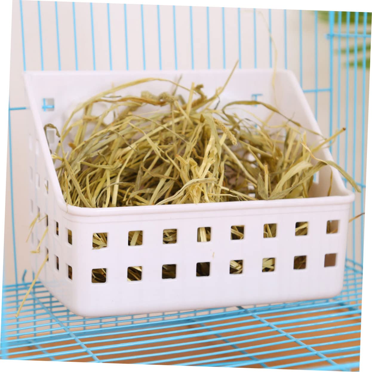 Râteliers à Lapins Fixes pour Foin, Lot de 2, Plastique Blanc