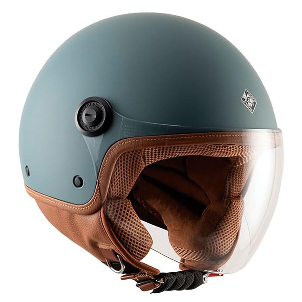 Tucano Urbano El'Jettin 6.0 Casco Demi Jet Unisex Poli-carbonato - Moto Scooter Fit Small, Estate Inverno, Omologato ECE 22.06 - Blu Petrolio TAGLIA S