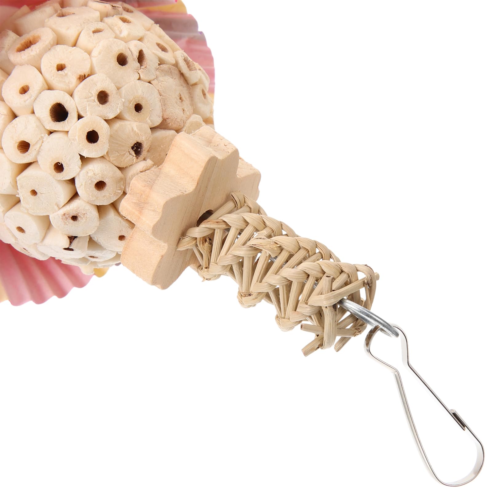 Happyyami Jouet à Mâcher pour Oiseaux Accessoire Suspendu pour Perroquets Jouet De Bricolage Vigne Naturelle avec Deux Boules pour Divertissement Oiseaux
