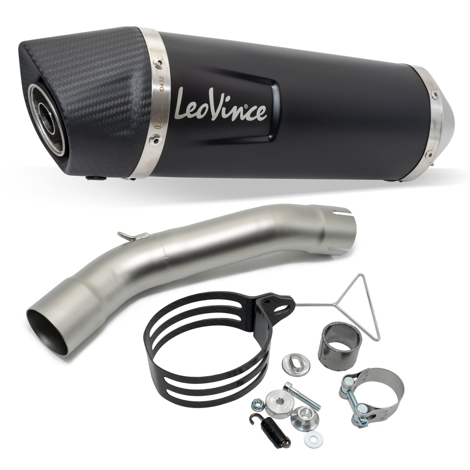 Endschalldämpfer LeoVince SLIP-ON SBK LV ONE EVO Black Edition, Edelstahl schwarz, Carbon Kappe, mit Zulassung für Beta RR 4T 125 LC/Motard