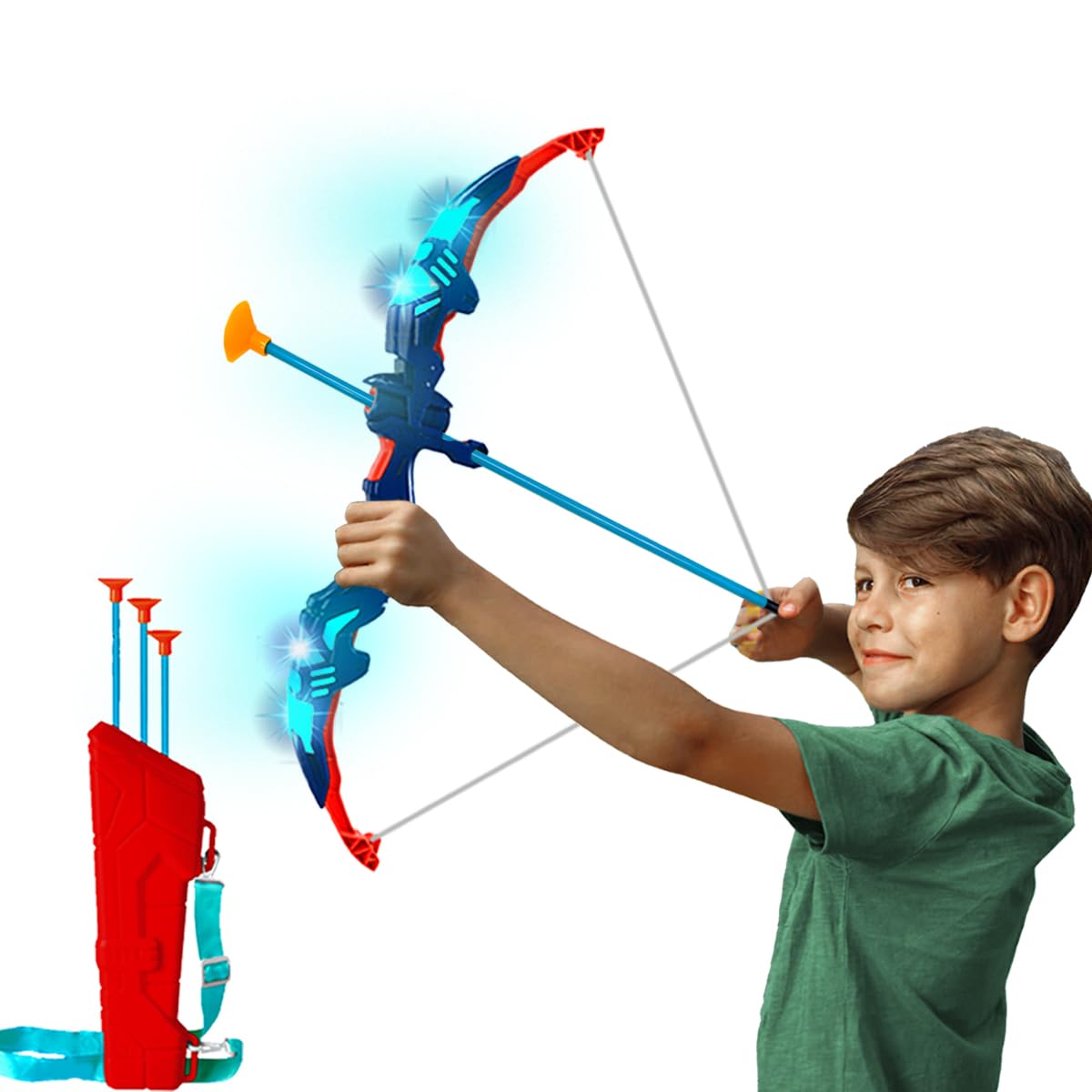 xwin sportseries Archery Bow and Arrow Set for Kids with LED Flashing Lights, Arrow Holder Target and Quiver Hunting for Boys and Girls Indoor and Outdoor Toys, Bow & Arrow Set with Light Up Function