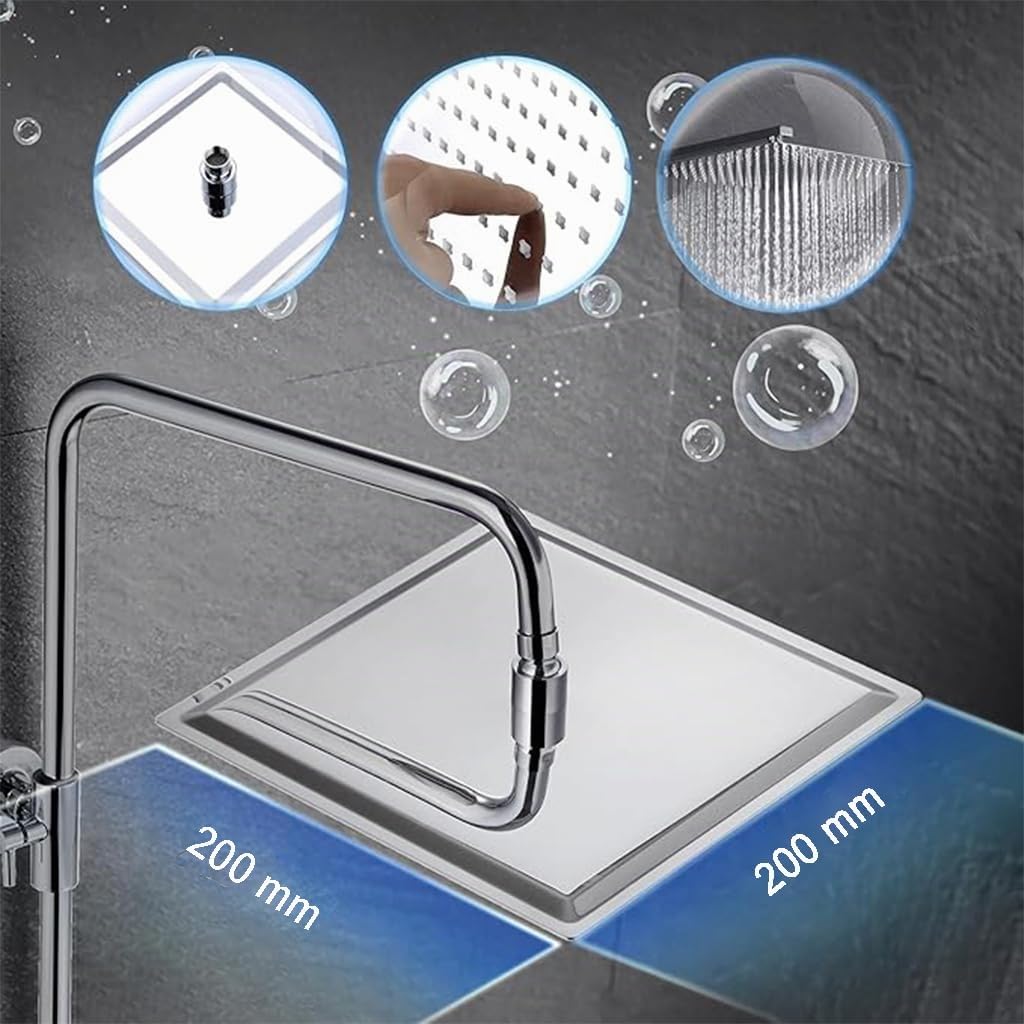AICA ITALY Colonna Doccia con Miscelatore Termostatico, Saliscendi Doccia Regolabile 80-116cm, Soffione Doccia Anticalcare 20X20cm Acciaio Inox con Cromatura, Argento