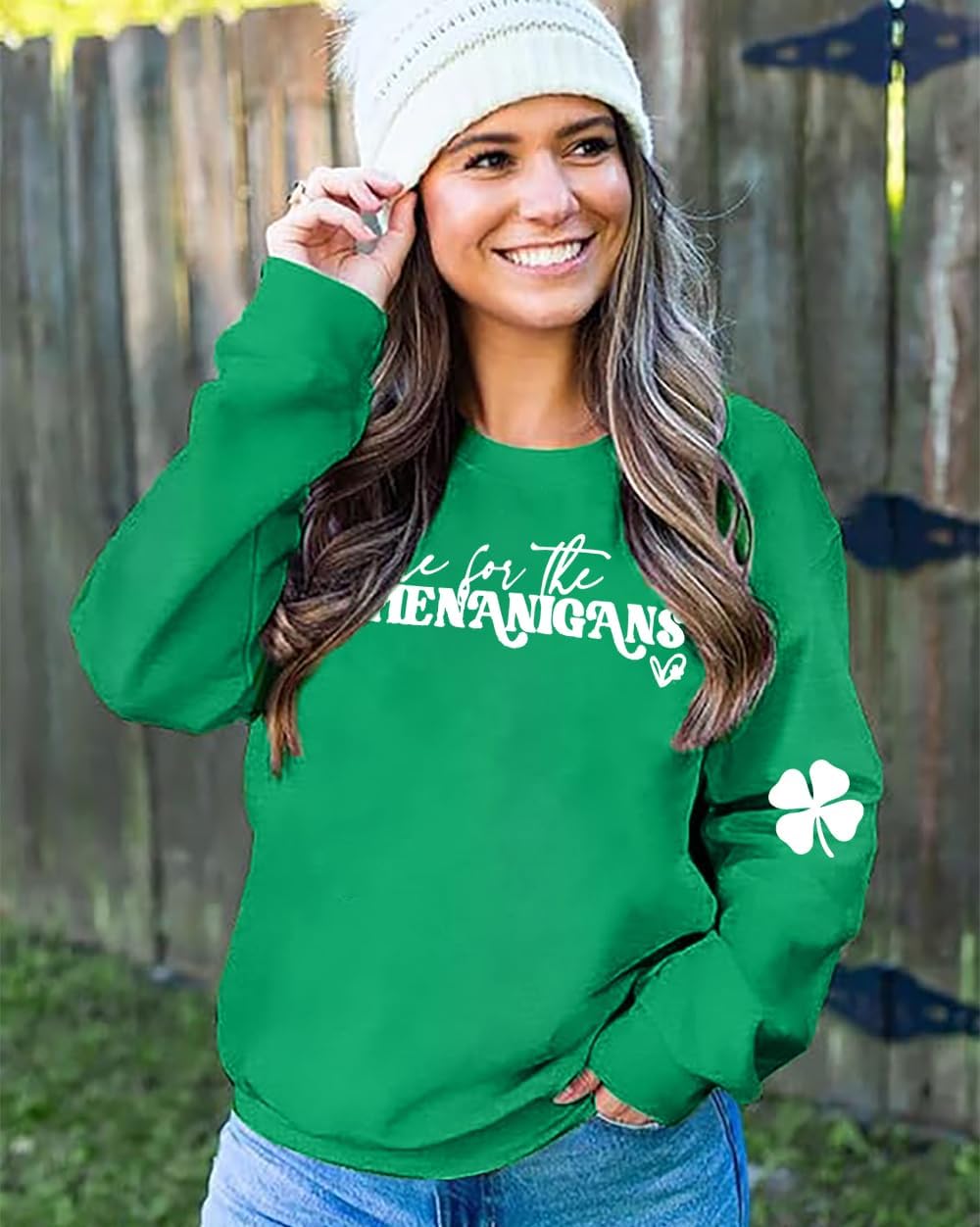YALUCOR Womens St Patrick's Day Sweatshirt Shenanigans Coordinator Shirt Shamrock Clover Printed Long Sleeve Pullover Tops - Image 2