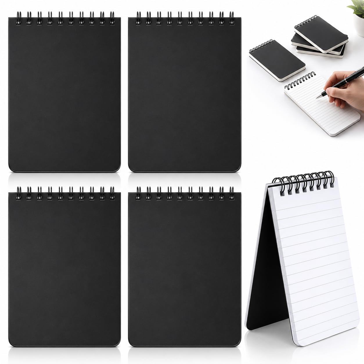 4 Packs A7 Small Notebooks Mini Spiral Pocket, Small Notepads with Spiral Binding and Durable Plastic Covers, Pocket Notebook for Pocket Notepad for Quick Notes Lists Reminders and Daily Writing