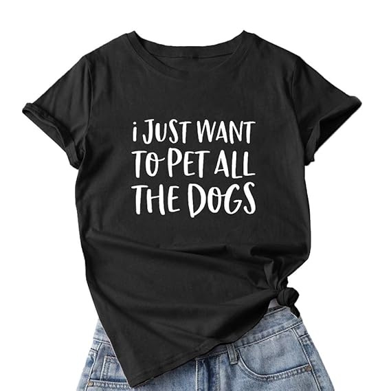 Dog Mom Shirts for Women Funny Pet All The Dogs Tee Dog Lover T-Shirt Short Sleeve Graphic Tee Gift Top