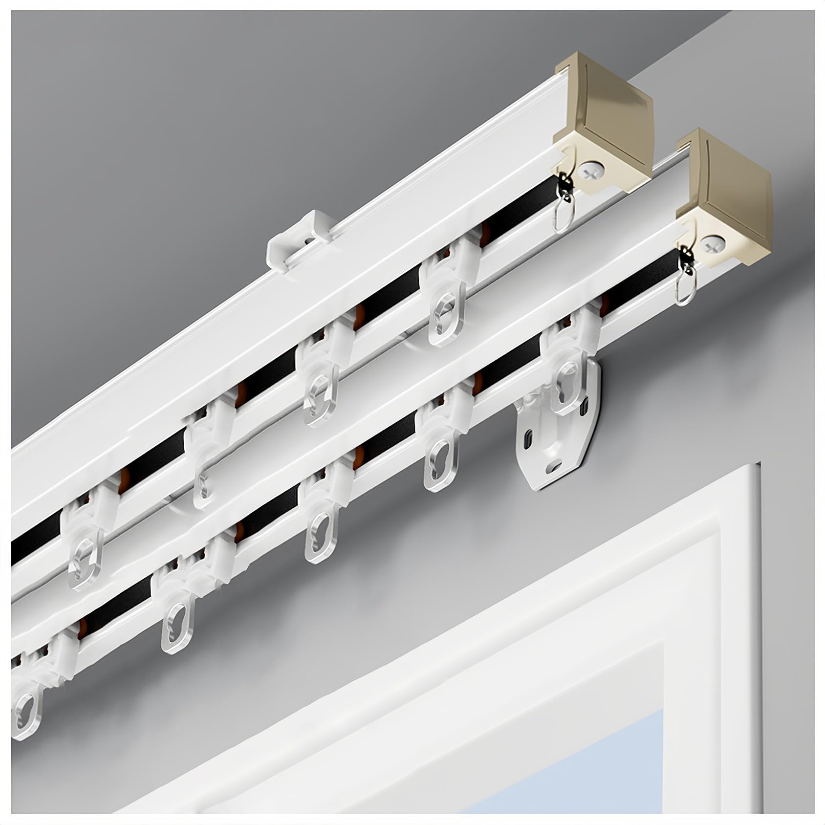 Cmjymx White Heavy Duty Double Curtain Rail Track, Curtain Straight Rail, Ceiling Curtain Track, Wall Mounted Track Curtain System 70Cm~600Cm(,9.2Ft/280Cm)
