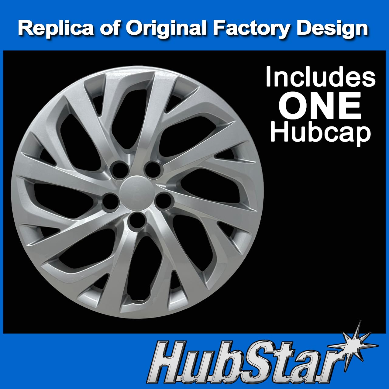 Hubcap Replacement for Toyota Corolla 2017-2019, Premium Replica 16-in Wheel Cover, Silver (1-Piece)