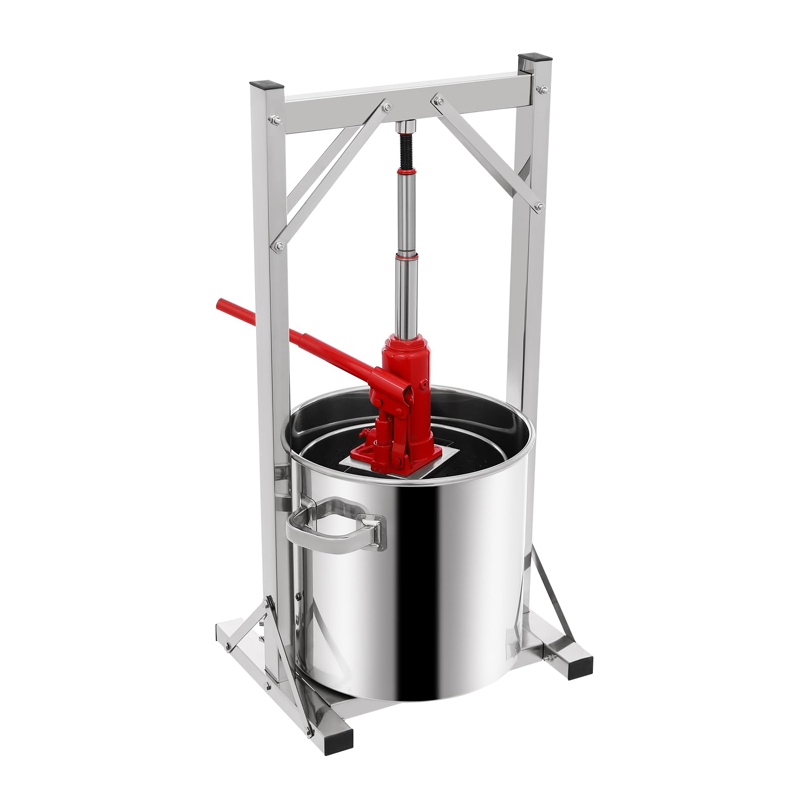 REHOUPTU 22L/6 Gallon Fruit Wine Press, Stainless Steel Cider Press with Hydraulic for Cider, Grape Wine Making Supplies and Equipment, Juice Maker for Olive Oil Cider Making Press Machine