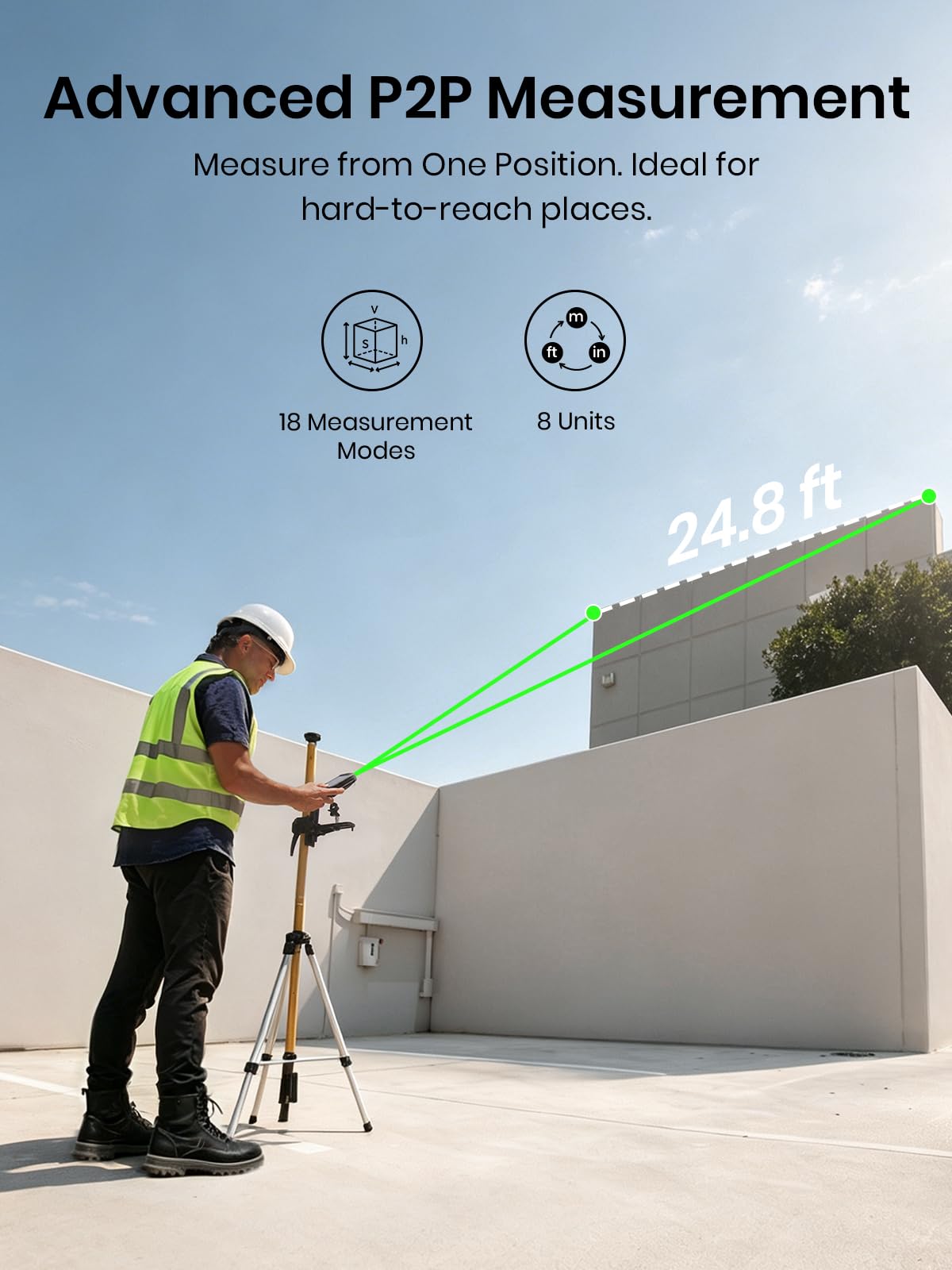 MILESEEY S50C Green Laser Measure with Camera, 8× Digital Zoom, 670ft — Amazon image 6