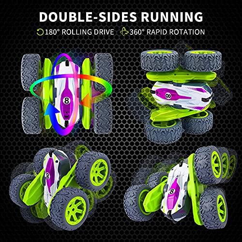 Image of GRAPHENE Remote Control Car 2.4GHZ Rechargeable Mini RC Crawler Stunt Car Toys for Boys Double Sided 360Rotation Kids Gifts Year Old Boys Girls Gadgets for Boy,multicolor