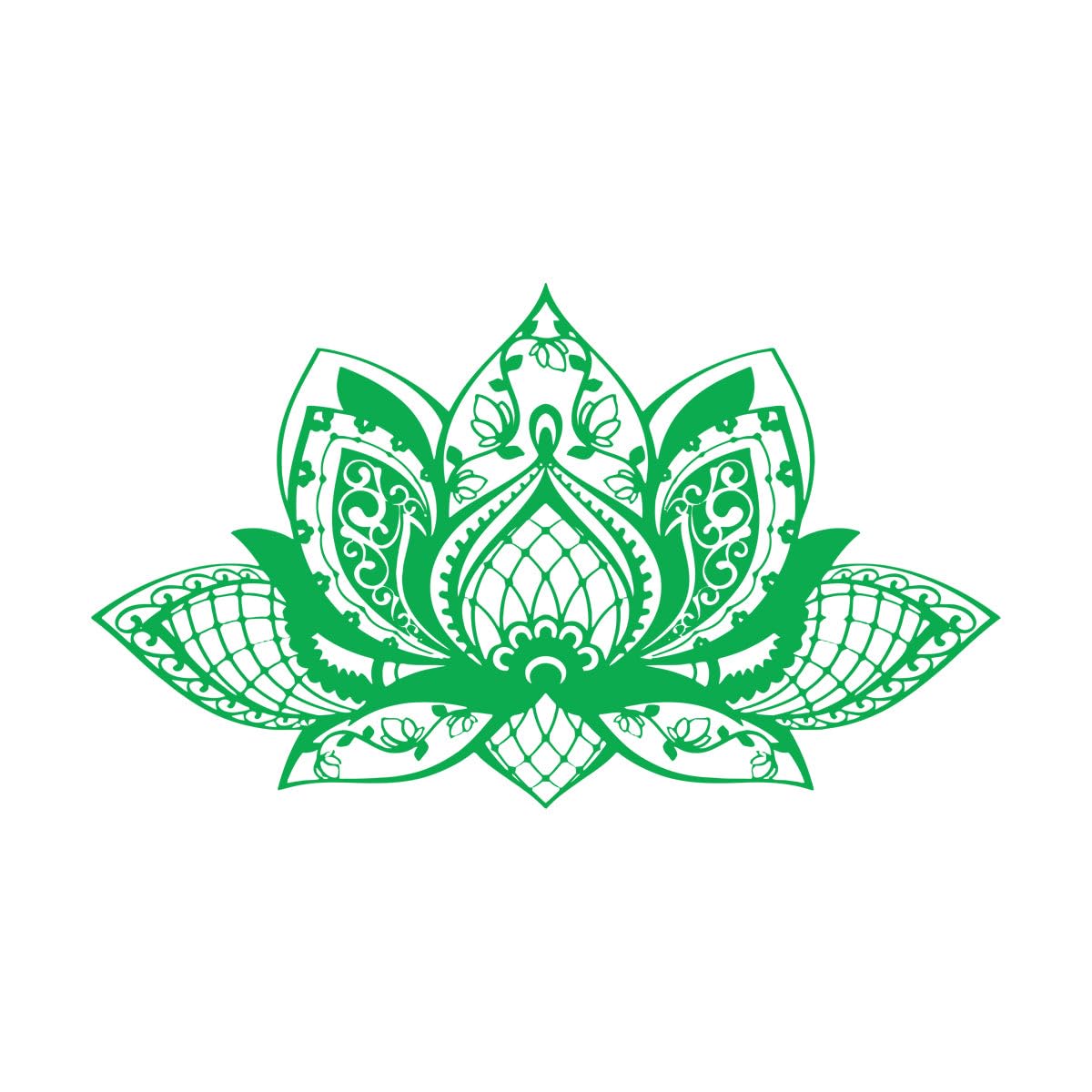 Fine Carving Decals Lotus Mandala Flower Yoga Studio Bohemian Style 32x55.2cm Art Decoration Small Green — image 1