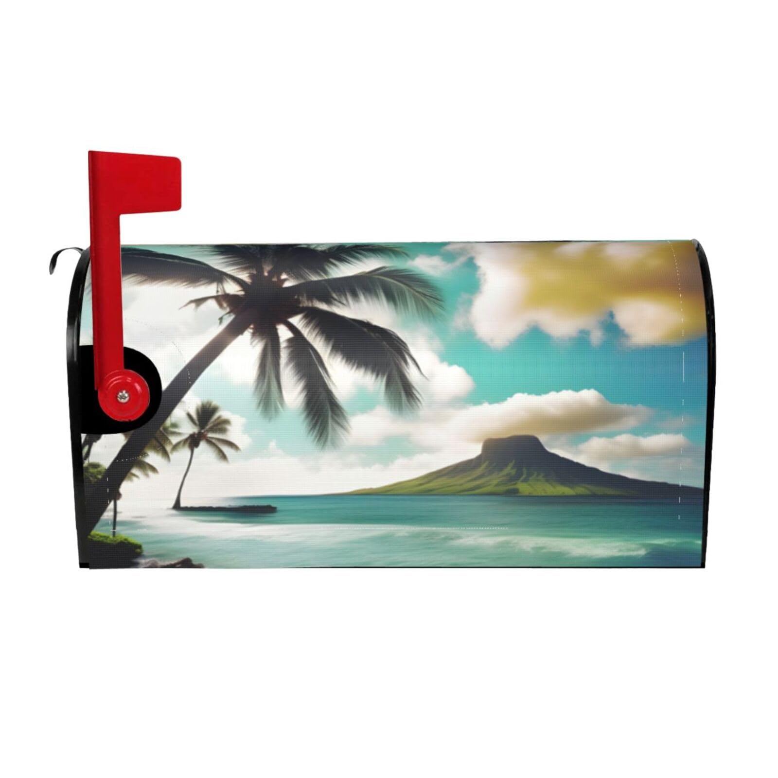 Tropical Beach Palms Print Mailbox Cover Wraps Post Letter Box Cover Decor For Outside Garden Yard Farmhouse Home