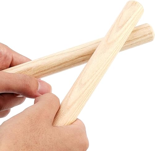 Miniatura 5 de SINJEUN 16 pares (paquete de 32) palos de ritmo de madera de 8 pulgadas, instrumento de percusión musical de madera clásica, palos Lummi de música
