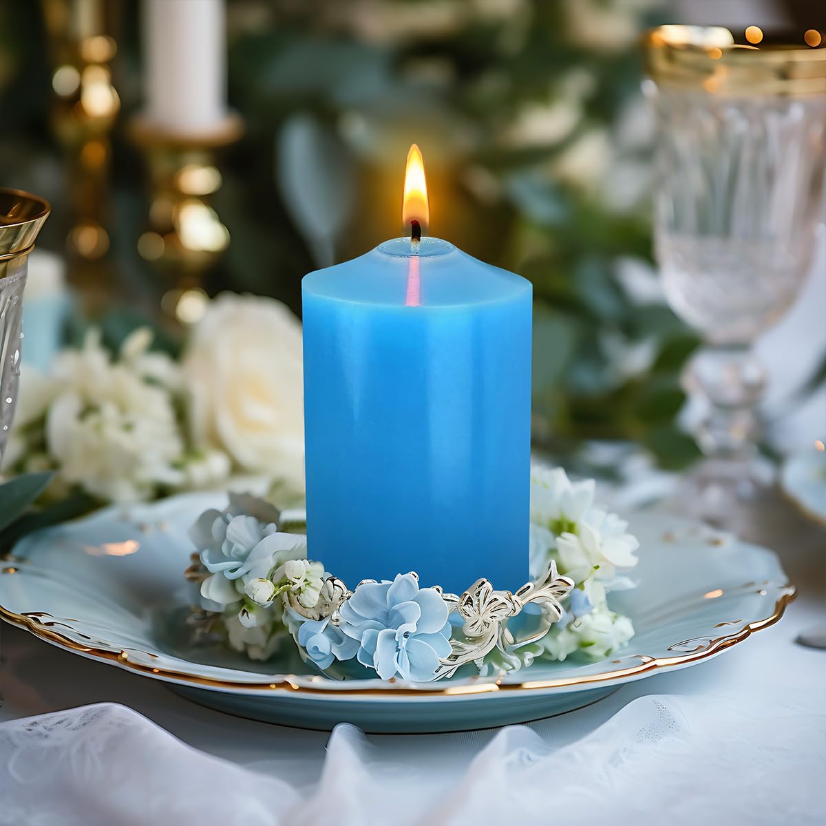 2x3 candele colate a colonna blu a mano
