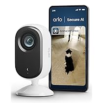 Arlo Essential 2 Indoor 2K, Telecamera WiFi da Interno per animali domestici, Visione Notturna, Audio Bidirezionale, Otturatore Obiettivo, 1 Telecamera Bianca