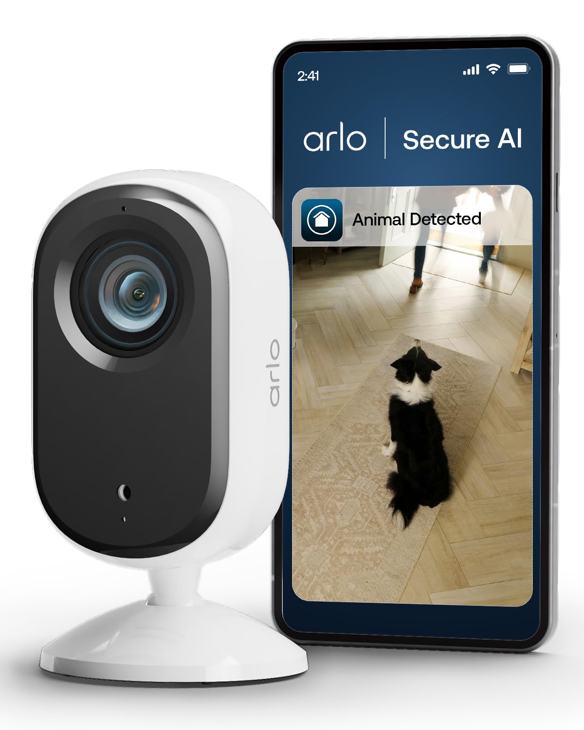 Arlo Arlo Essential 2K Indoor Pet Security Camera, Wired Home CCTV Camera Indoor With Night Vision, Siren, 2 Way Audio & WiFi, Arlo S