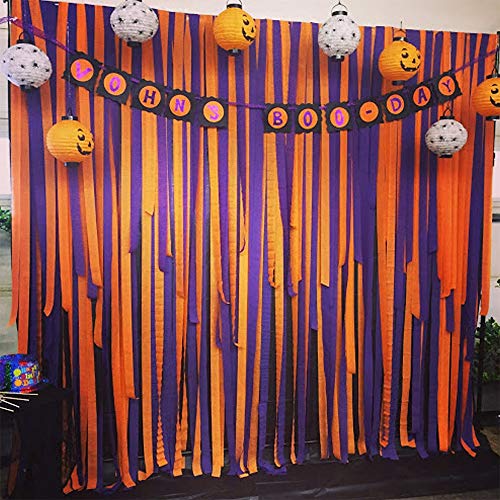 Image of 8 Rolls Orange Crepe Paper Streamers, Wedding Birthday Baby Shower Halloween Party Decoration, Fall Thanksgiving Party Rainbow DIY Supplies, Living Room Bedroom Decor