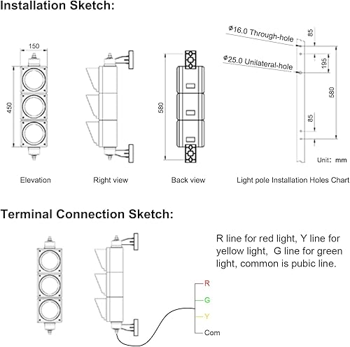 Miniatura 7 de BBMi Luz de tráfico DC9-36V (4 pulgadas), luz de señal de tráfico roja, amarilla y verde, luz de parada y marcha de carcasa de PC, luz de tráfico