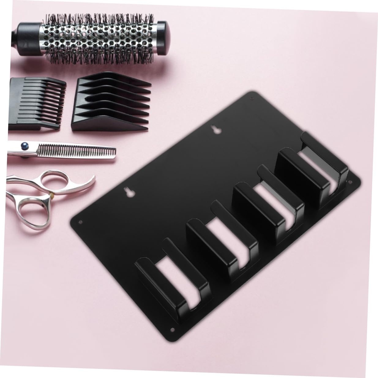 Soporte para Cortapelos Negro de 3 Piezas, Estante de Almacenamiento de Plástico Estructura de Acceso Rápido para Salón y Barbería