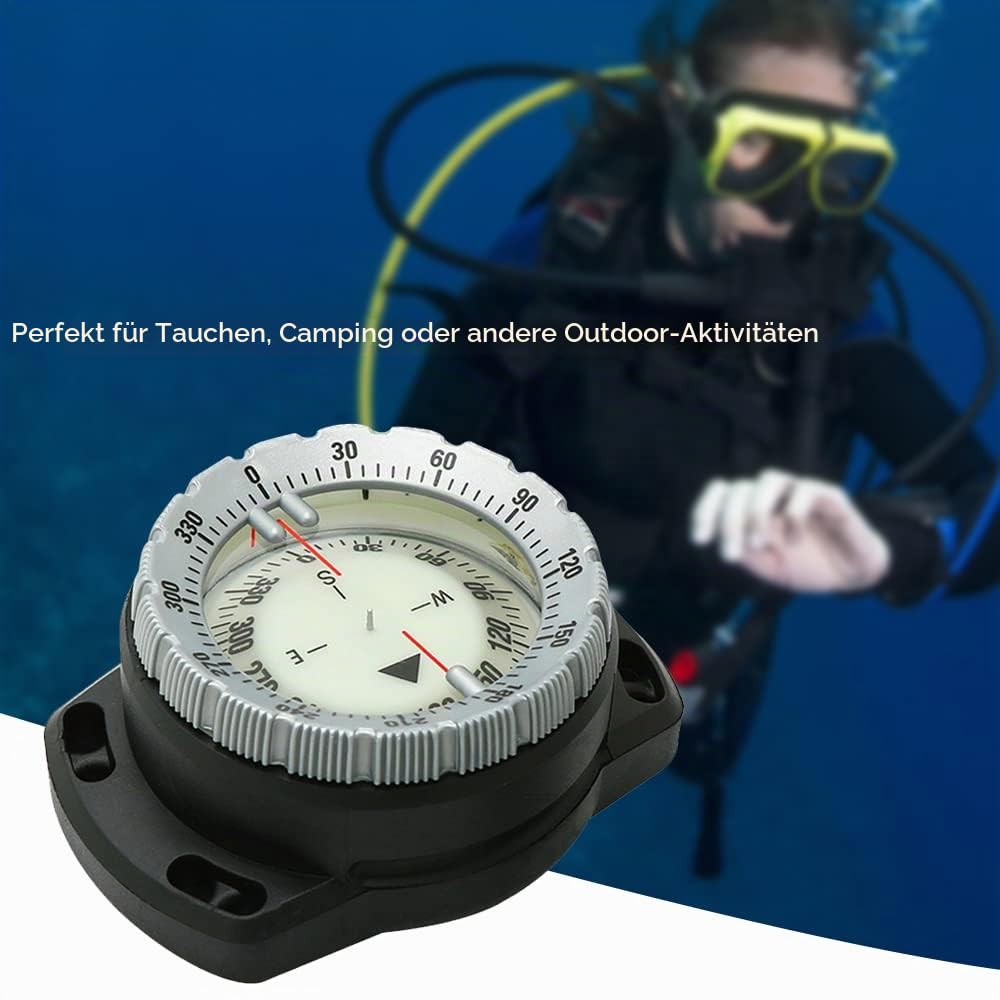 Tauchkompass,50 m Unterwasser-Tauchkompass, leuchtender Tauchhandgelenk-Kompass, wasserdichtes Navigationswerkzeug mit elastischem Seil für Tauchen, Camping und andere Outdoor-Aktivitäten