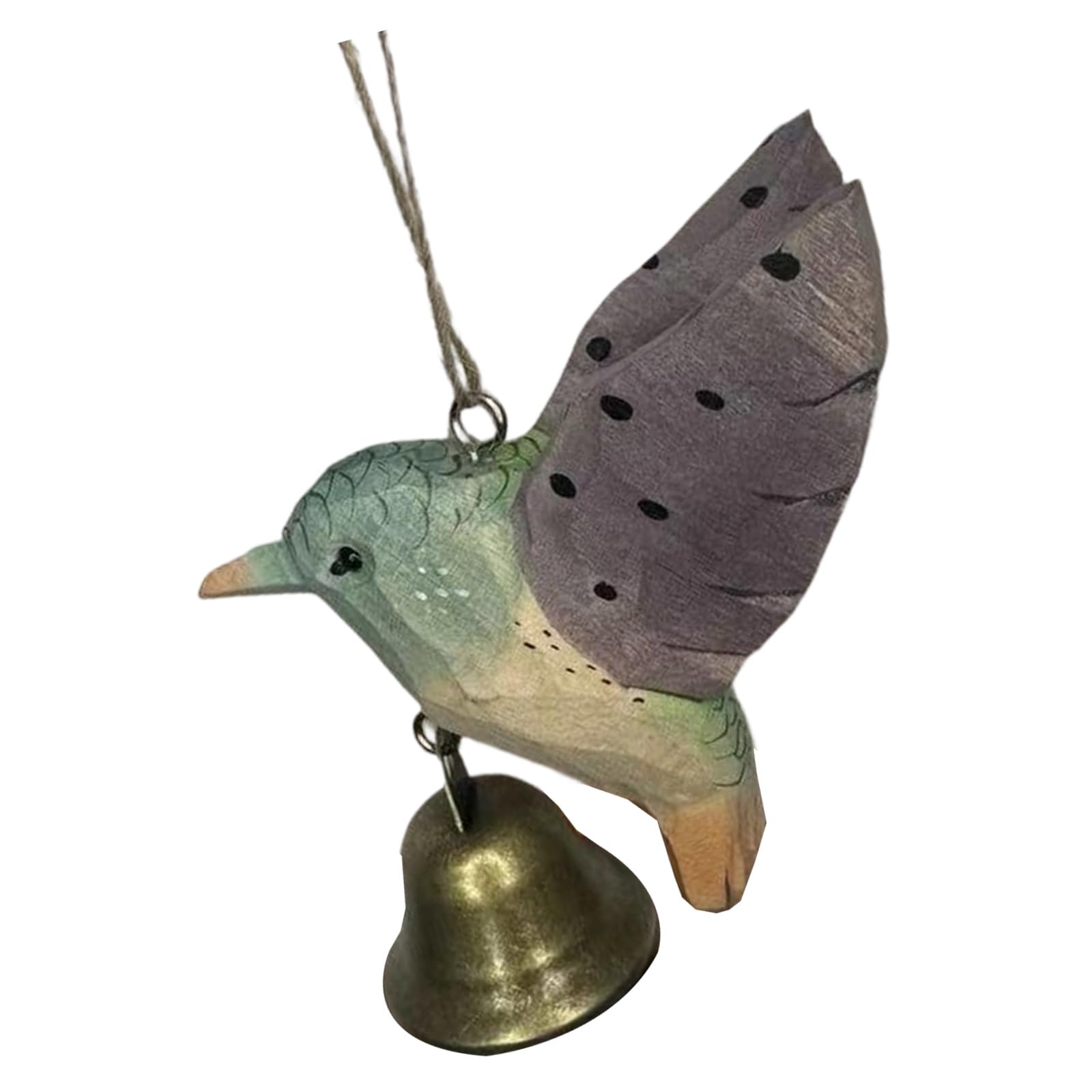 Hand Carved Wood Hummingbird Wind Chimes with Bells Figurines for Home Decor Hand Carved Wooden Figurines with Bells