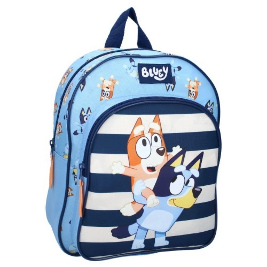 mybagstory Bluey - Mochila para niños - Escuela - Guardería - Primaria - Mochila para niños - Talla 30 cm - Tirantes ajustables - Idea de regalo, azul, 30 cm