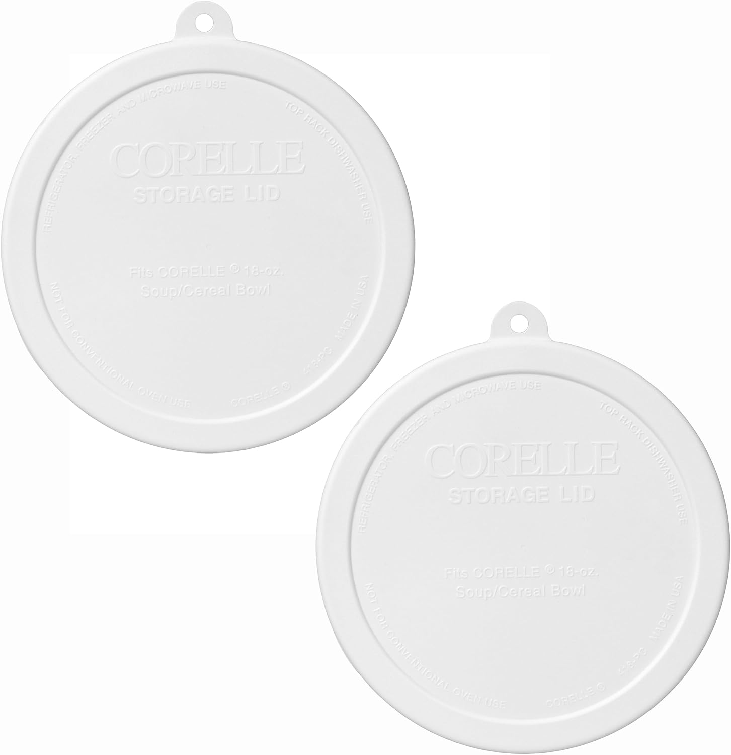 Corelle 418PC White Cereal Bowl Plastic Lid (2Pack