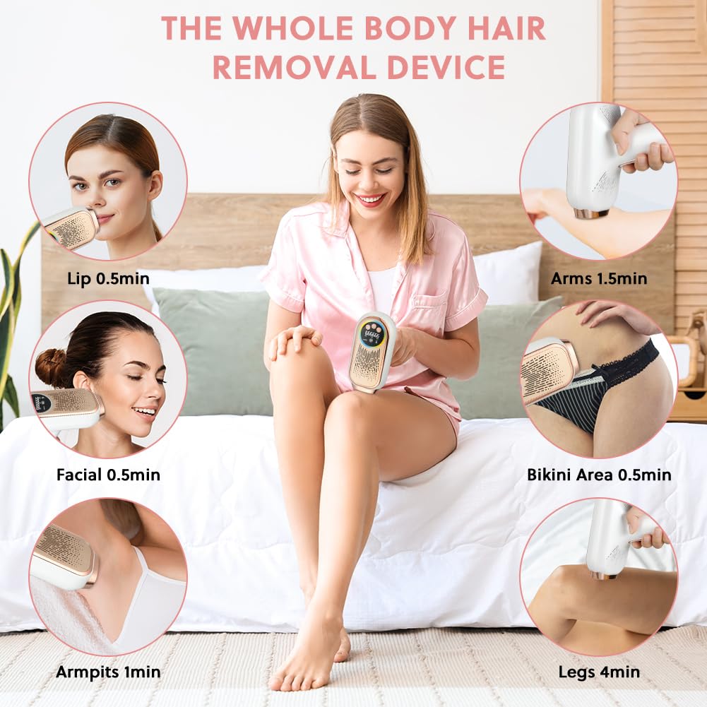 AOOWU Épilateur à Lumière Pulsée, HR/SC/RA 3-en-1 IPL Épilateur Laser avec 9 Niveaux D'Énergie, 999,999 Flashes IPL Épilateur Electrique avec 2 Modes pour Femme et Homme, Visage, Corps