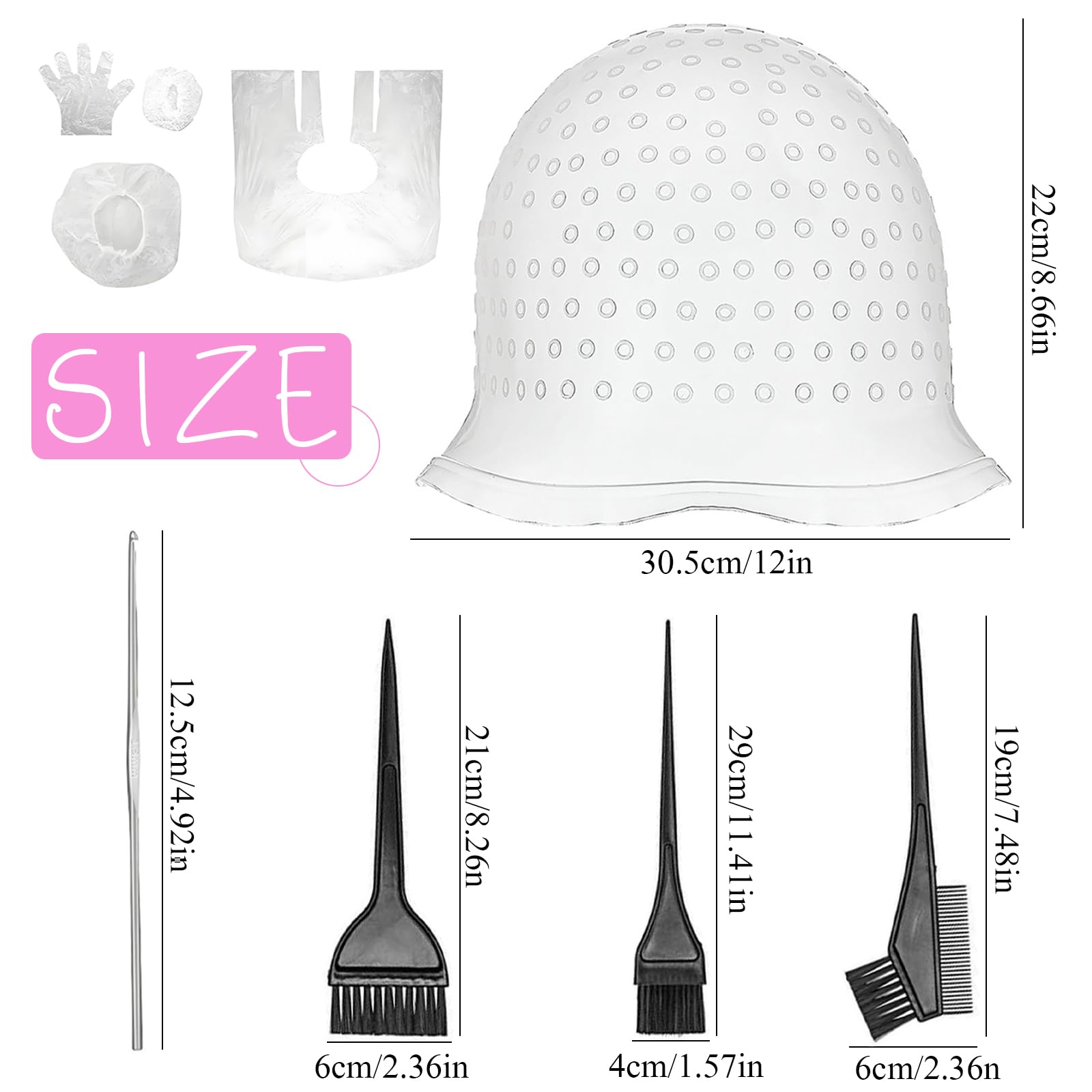 Cappucci in Silicone per Tinture per Capelli Riutilizzabile kit per Meches Silicone Pennello Tinta Capelli Morbido Facile da Pulire si Applica a Ragazze Signore Salone Casa Tintura Accessori