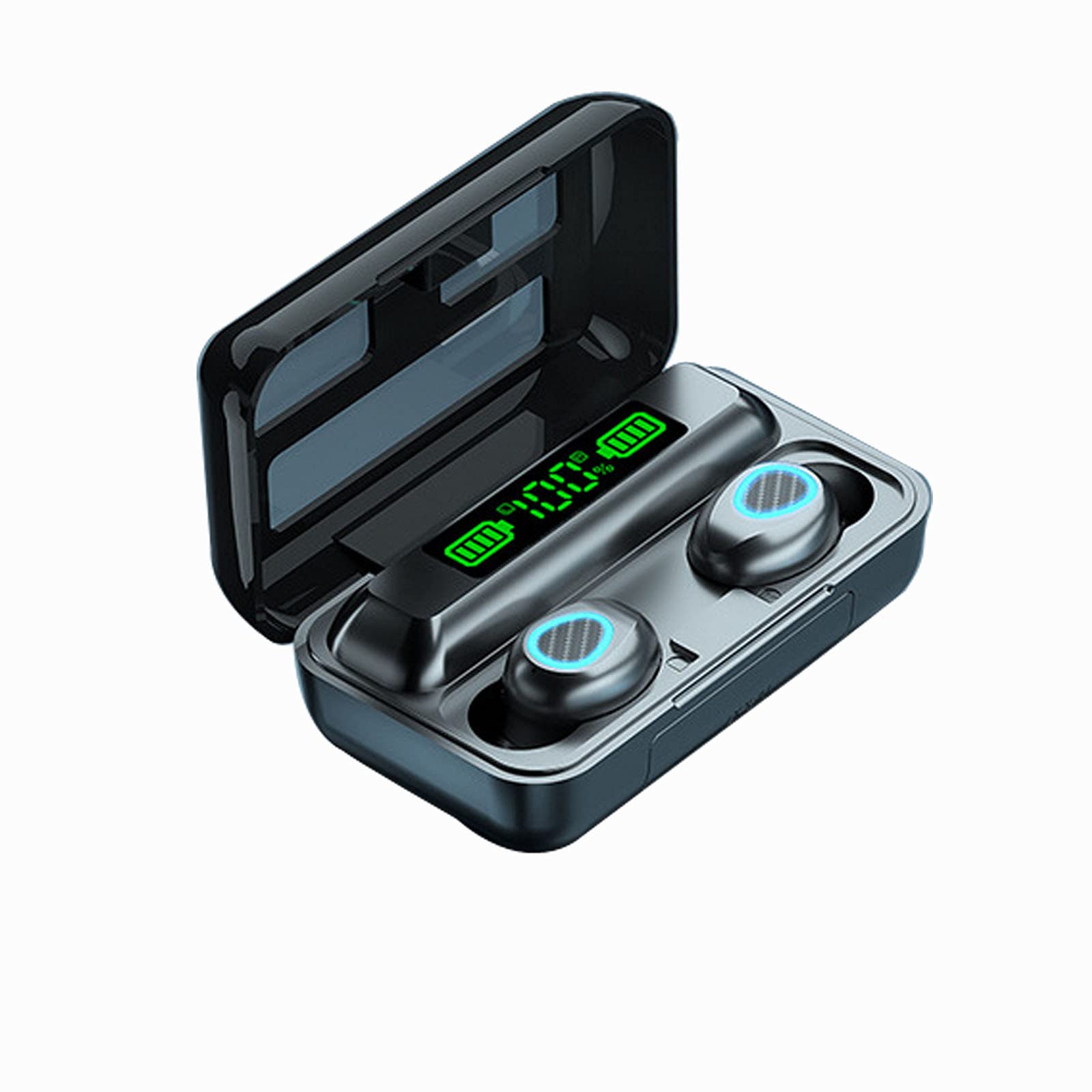 SHONTON True Wireless Earbuds,in-Ear Bluetooth Headphones with Microphone, Waterproof,HI-FI Stereo earphones,LCD Display,with Charging Case,for Work/Sports/Game(black-3)