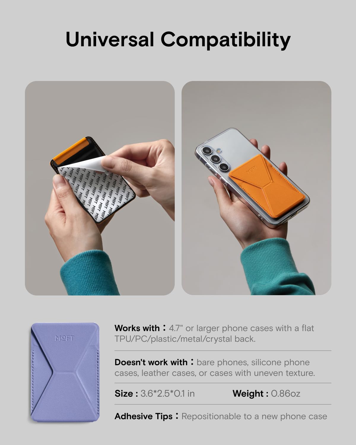 Amazon.com: MOFT Phone Stand, Adhesive Card Holder Fits 2-3 Cards