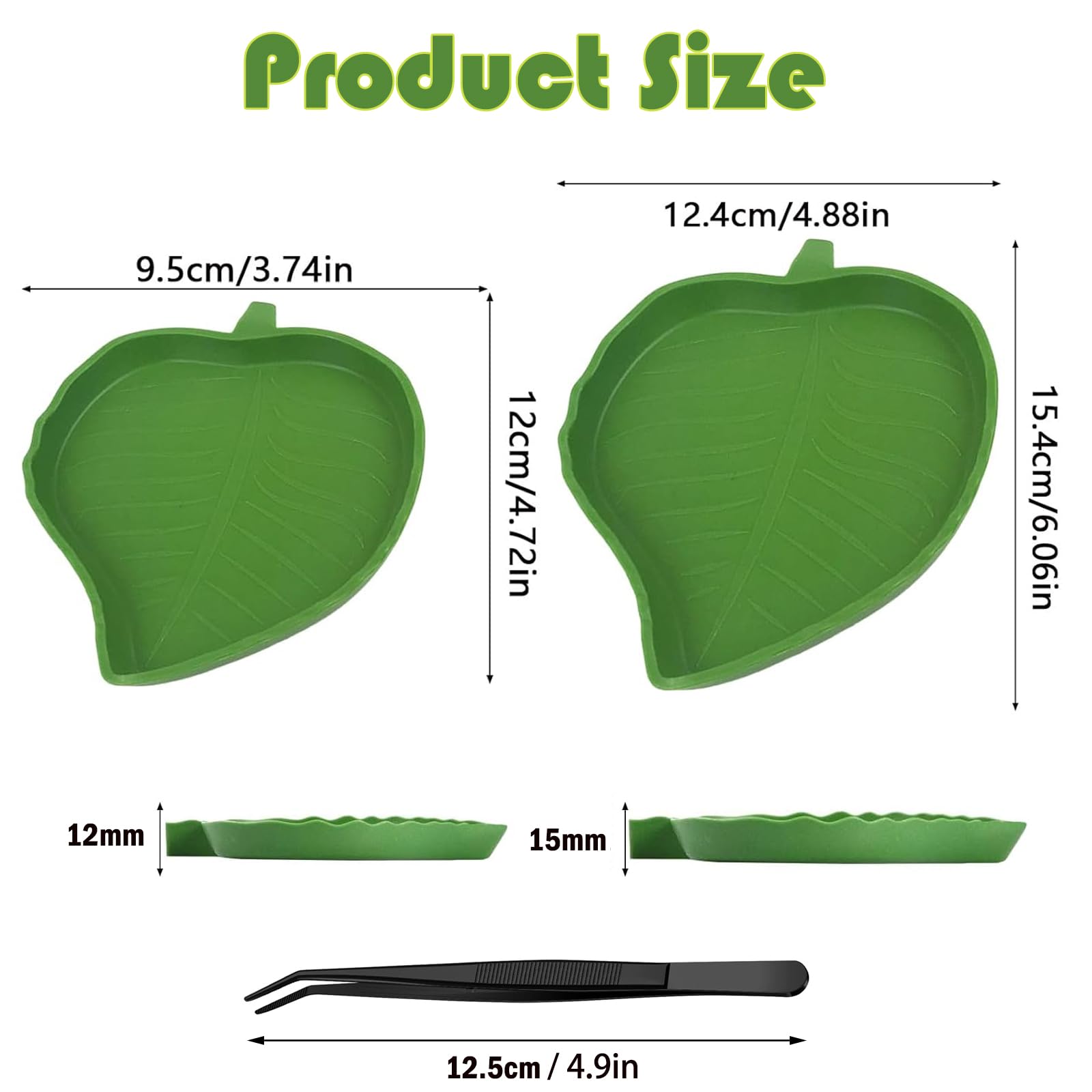 KABASI 2 platos de agua para reptiles con pinzas, accesorios de hábitat de reptiles, cuenco de comida, plato de alimentación para mascotas, para tortuga, maíz, serpiente, dragón barbudo, serpiente