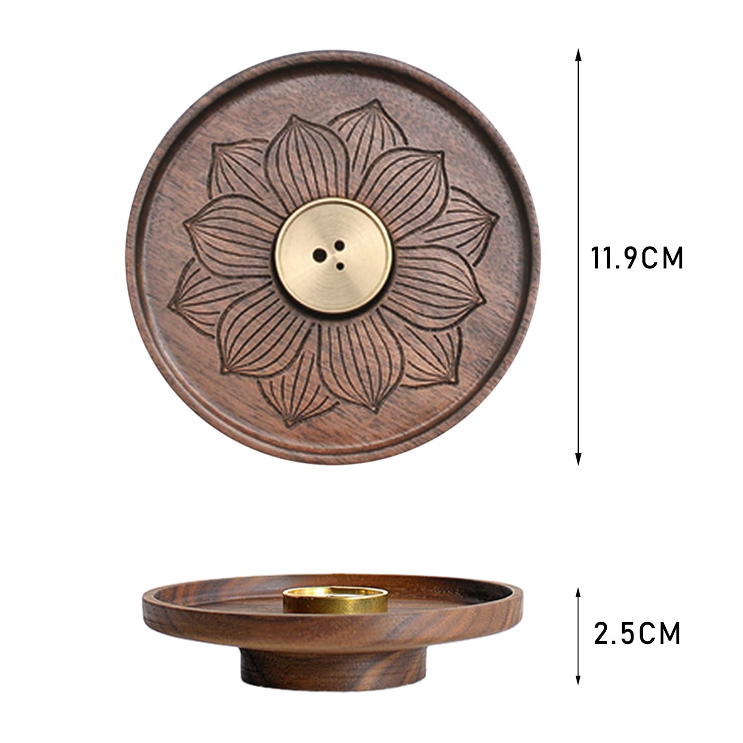 Porta Incenso Asayu Japan In Ceramica Stile Zen – Piccolo Piatto Con Supporto In Ottone, Fatto In Giappone - 3