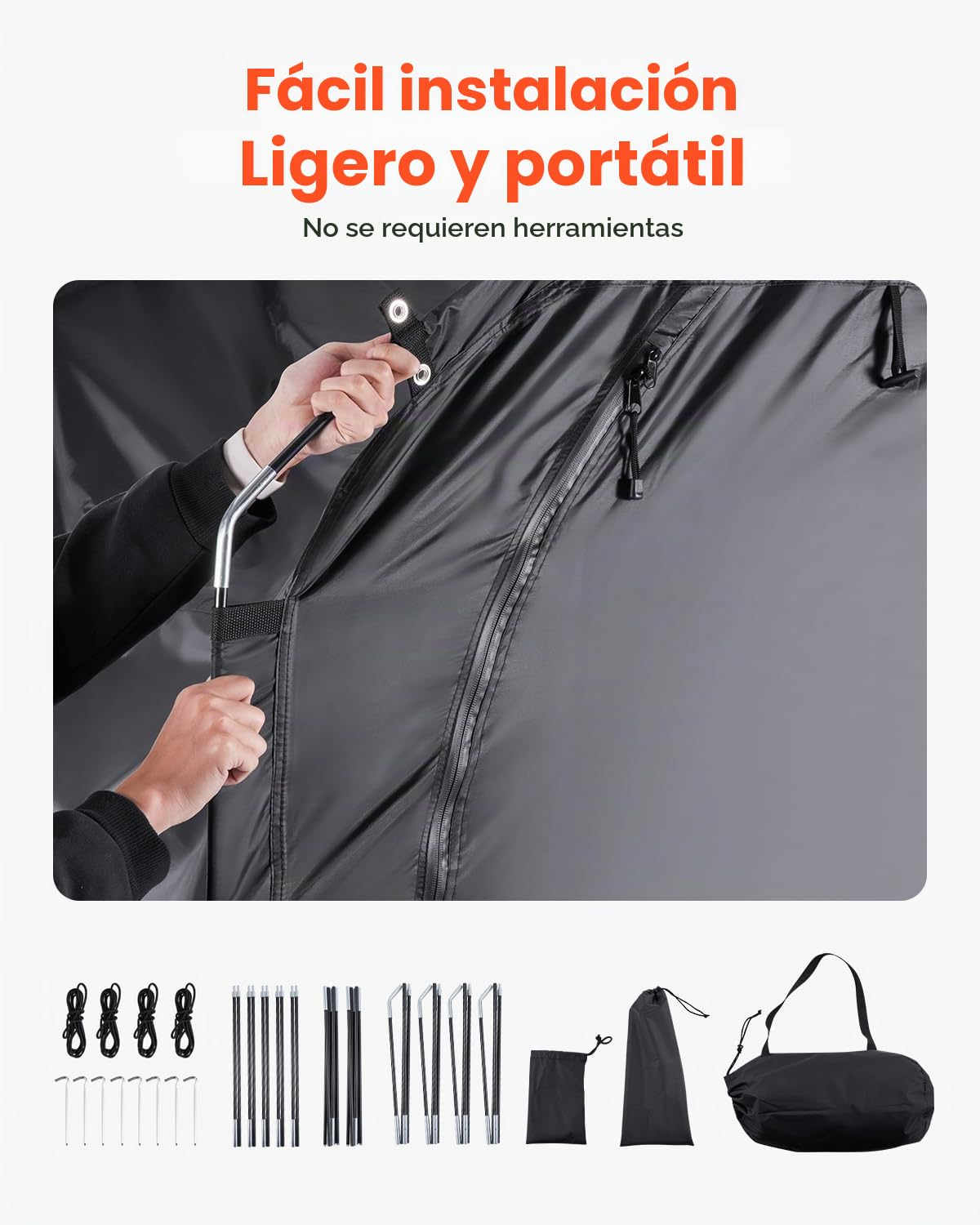 VEVOR Tienda de Campaña para Guardar Bicicletas, Tienda Impermeable 1950 x 810 x 1730 mm para 1 o 2 Bicicletas con Ventana Ventilada, Fibra de Vidrio de Alta Resistencia y Cremalleras Dobles, Negro