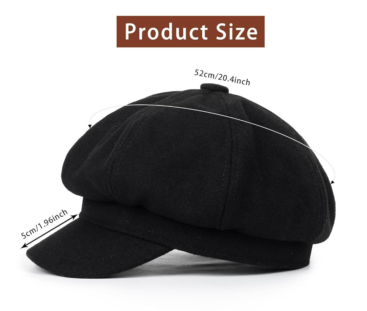 Kids Girls Wool Beret Newsboy Cap - Classic Cabbie Hat