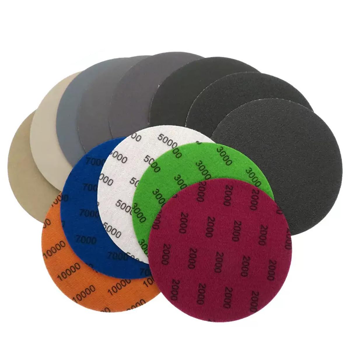 24 Pezzi Dischi Abrasivi 125mm 5 Pollici, Grana 1000/1500/2000/3000/4000/5000 Carta Vetrata Asciutti e Bagnati, Dischi per Levigatura Lucidatura Auto Metallo Legno