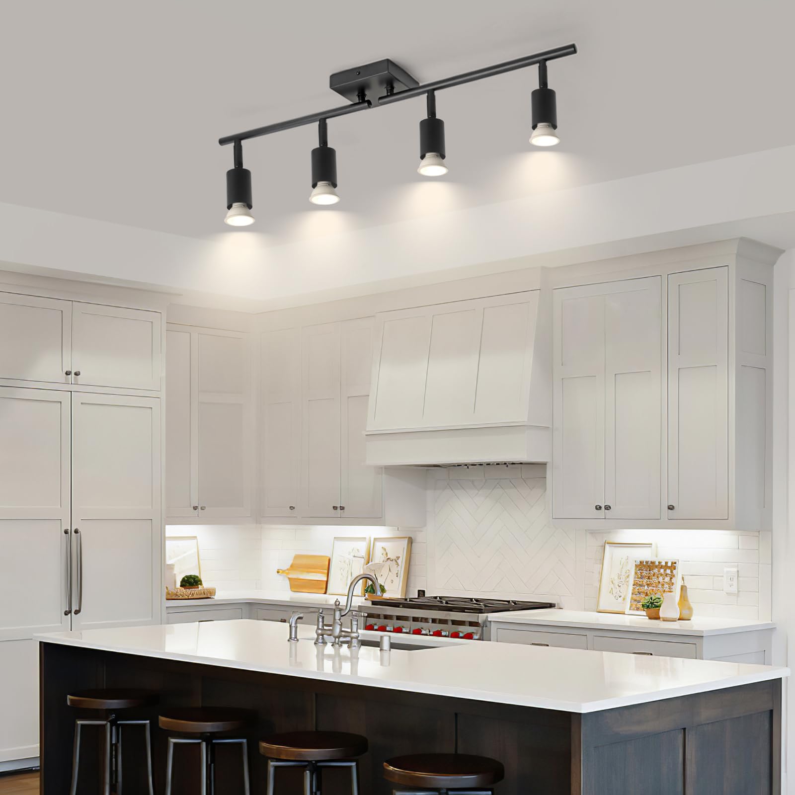 SEEBLEN 4-Light LED Track Lighting Kit,Black Track Lighting with Rotatable Light Heads,Directional Kitchen Ceiling Light for Kitchen Dining Room Hallway Closet Bedroom. — view 8