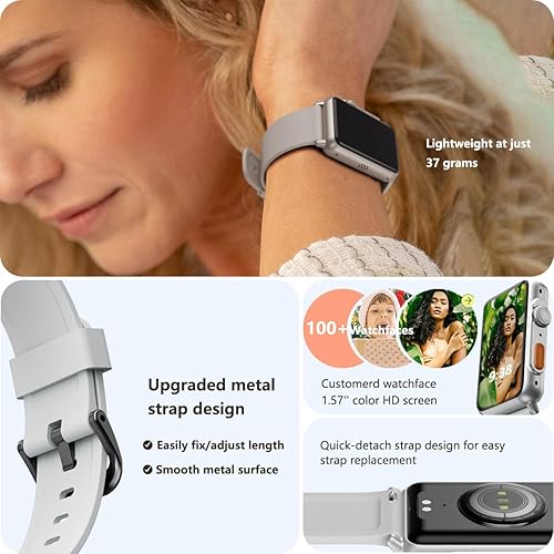 Miniatura 3 de FITVII Monitor de salud y fitness, monitor de frecuencia cardíaca de presión arterial 247, reloj inteligente (responderhacer llamadas) con reloj de