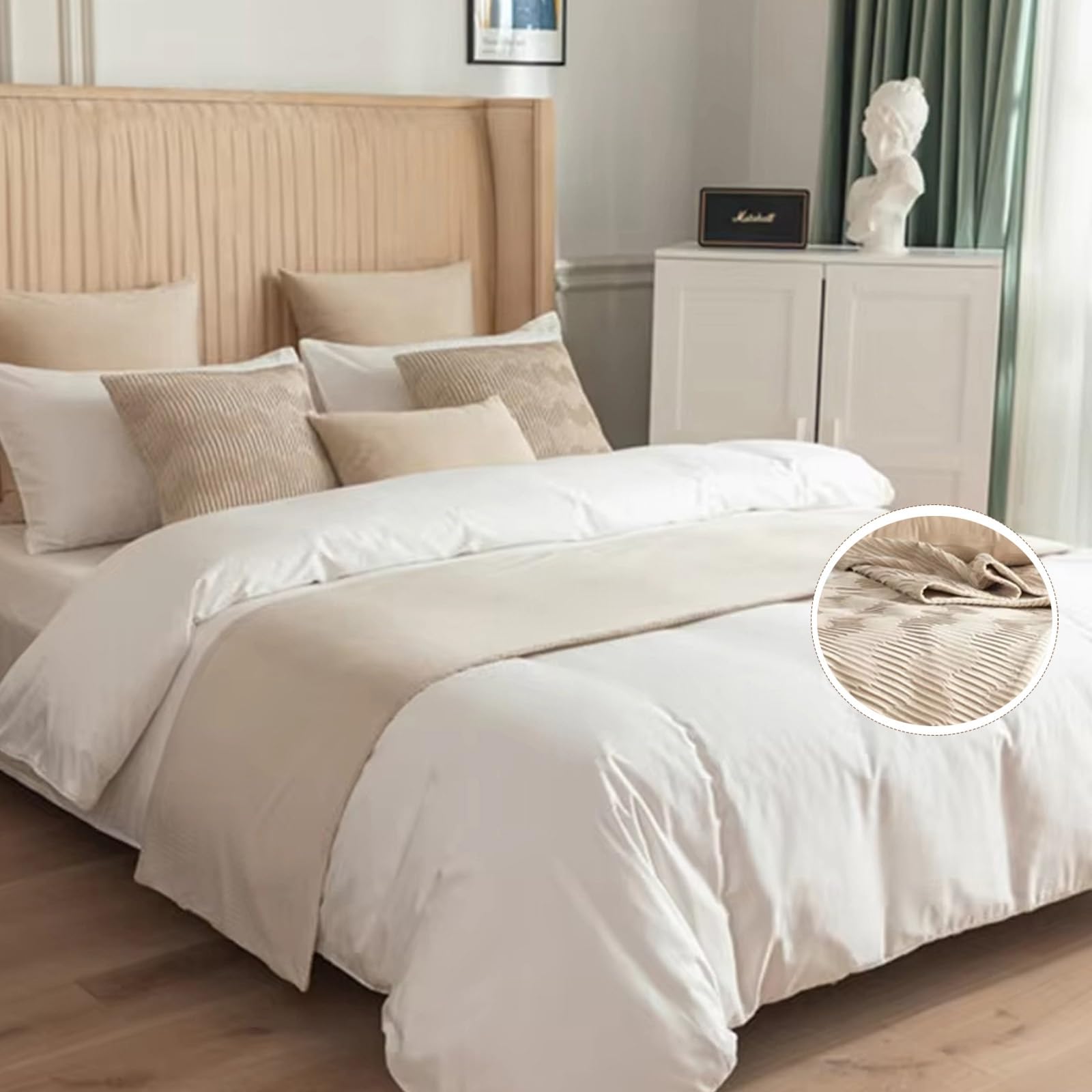 Chemin de lit en velours blanc style hôtel de luxe 5 pièces 180cm
