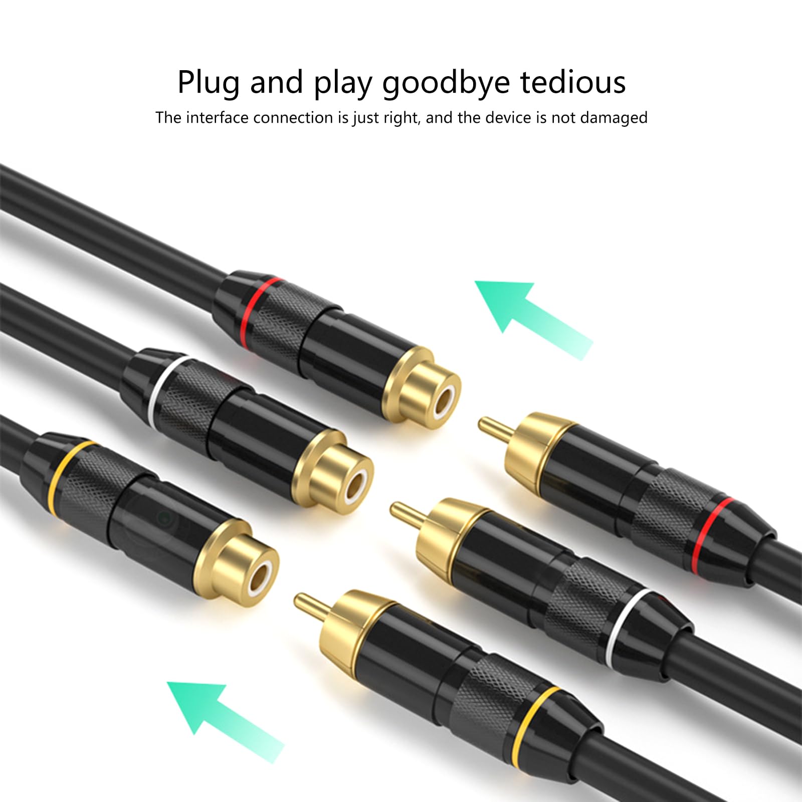3 cables de extensión de vídeo estéreo, conectores macho a hembra para sistemas de cine en casa HiFi