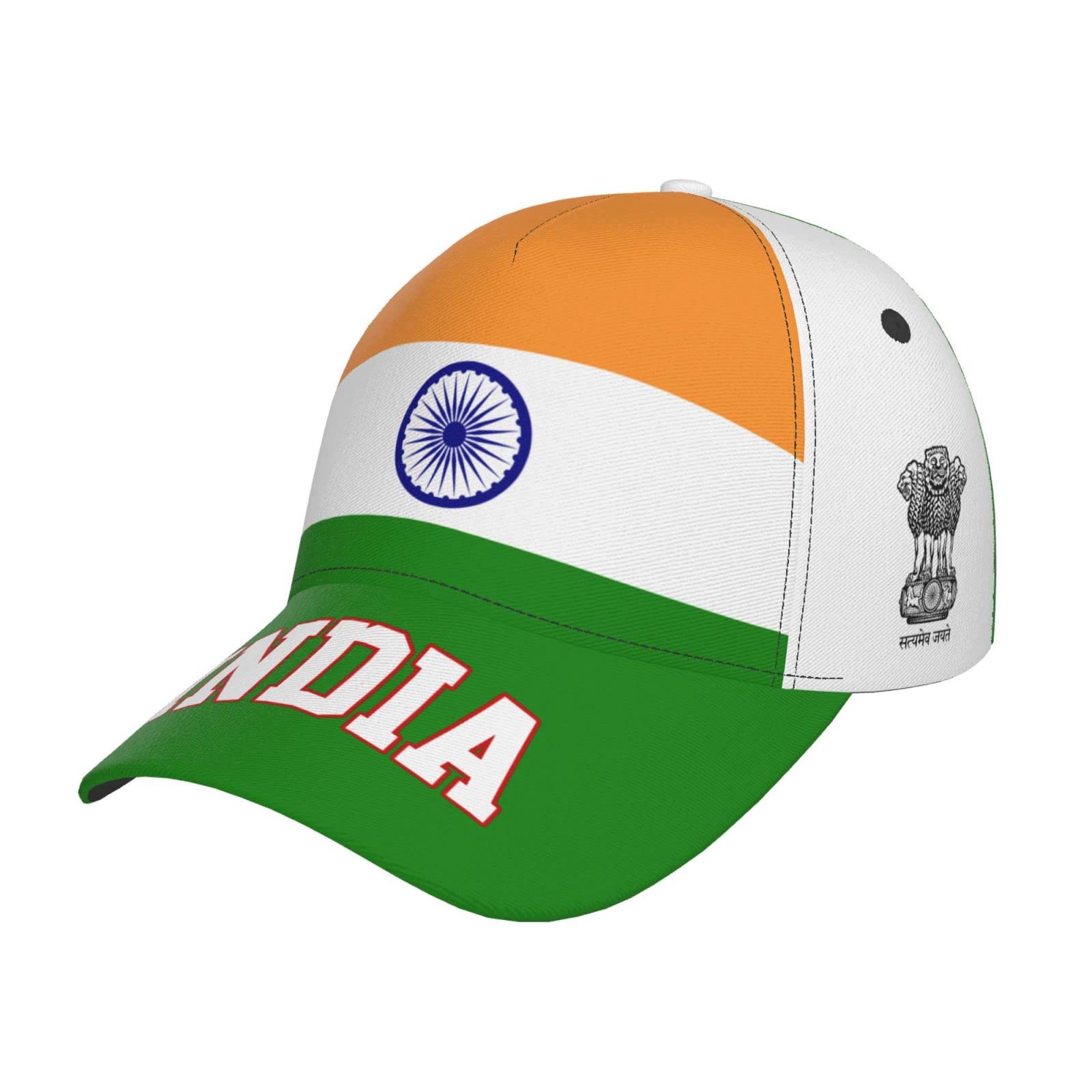 RFSHOP India Flag Indian Baseball Cap Full Print Adult Men Hat Patriotism Supporter Soccer Caps Black