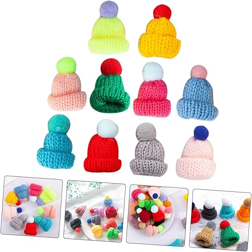 Miniatura 3 de Alasum 10pcs Mini Accesorios para el Cabello Sombreros Mini Sombrero de Lana Mini Muñeca Sombrero Navidad Mini Tejer Sombreros de Navidad en