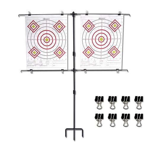 Highwild Adjustable Paper Target Stand, Frame with 8 Clips | Clear Bullseye Targets Sheet for Shooting Practice