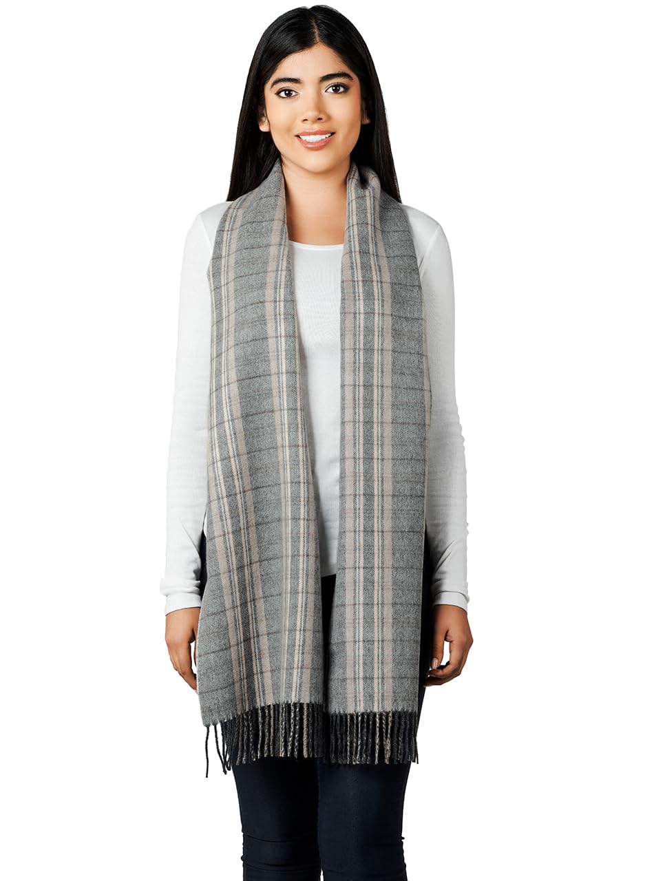Bufanda de franela a cuadros de tartán, 100% lana de alpaca bebé, unisex, sin tintes, totalmente natural, un accesorio elegante o regalo para cualquier hombre o mujer (Porter & Stone) 5