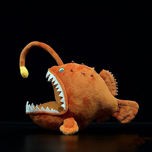 Miniatura 2 de Anglerfish - Juguete de peluche de pez pescador de simulación de 10 pulgadas, juguetes de peluche espeluznantes suaves de pez linterna, pez